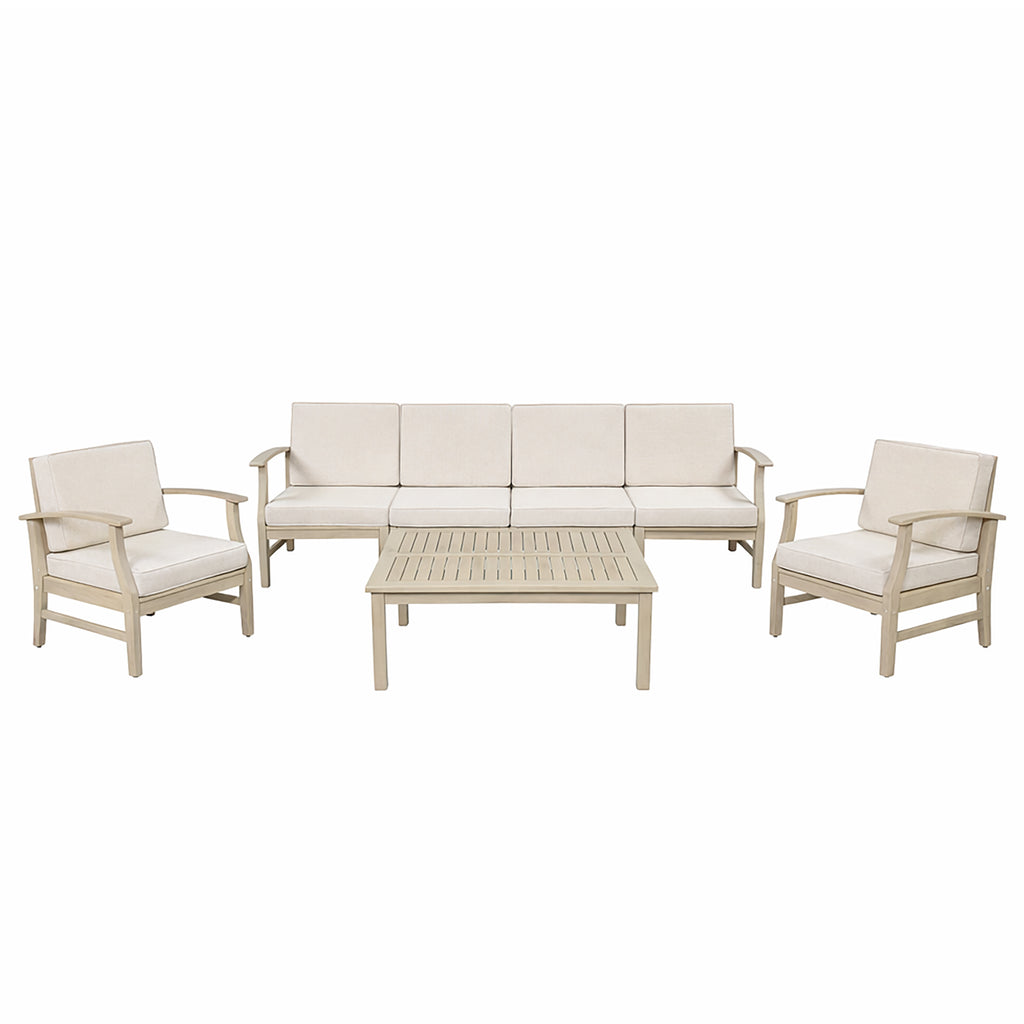 Perla Patio Conversation Set with Sofa, Club Chairs, and Coffee Table