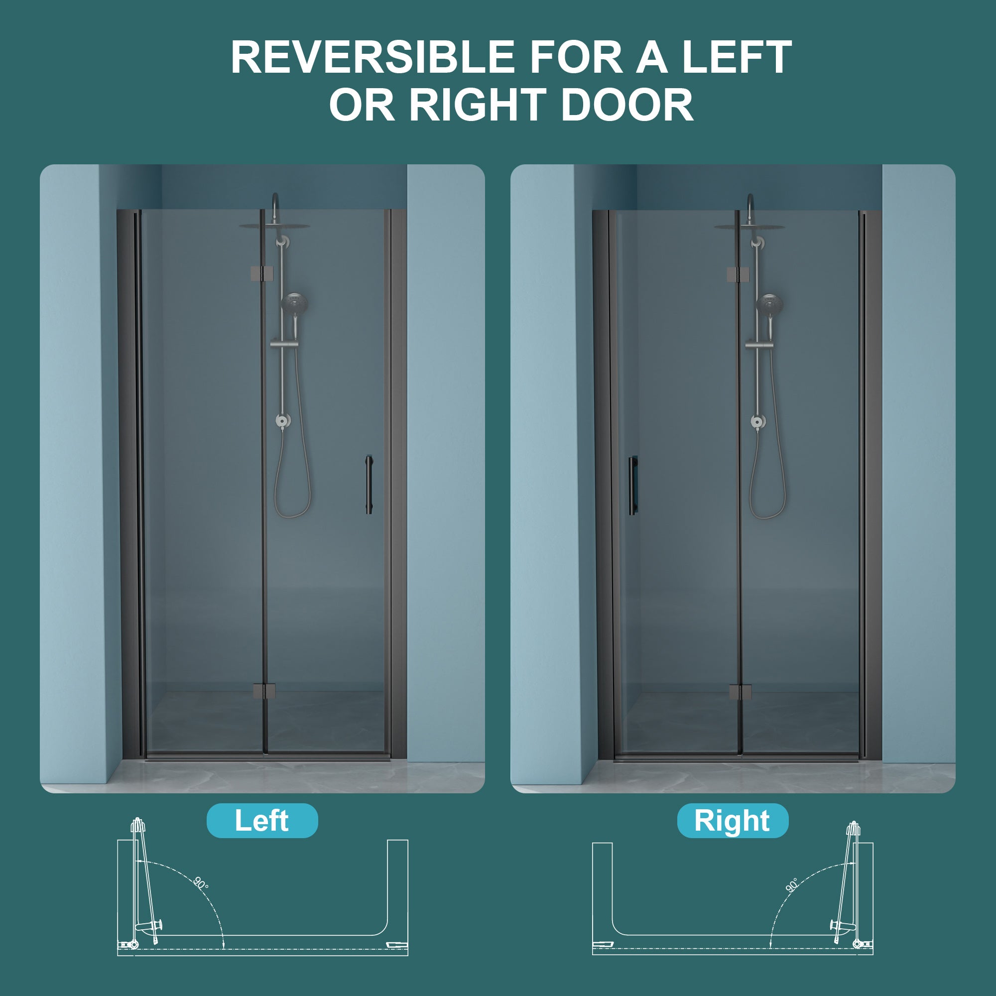 36"W x 72"H Fold Frameless Shower Door