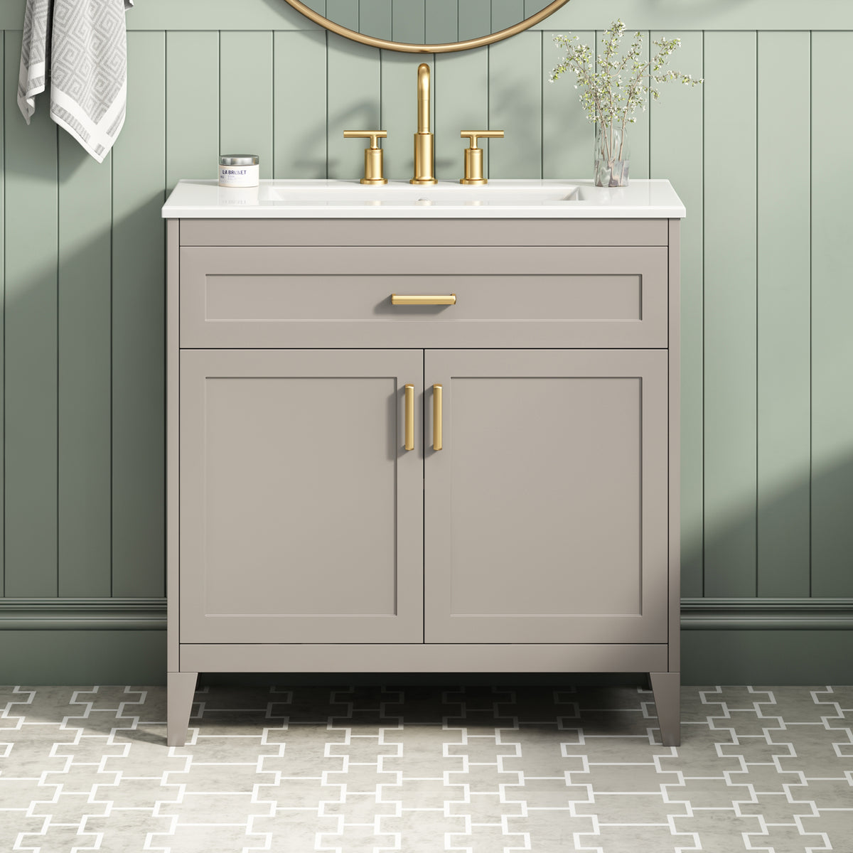30" Bathroom Vanity with Ceramic Sink Top