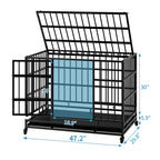 48 Inch Heavy Duty Indestructible Dog Crate with Wheels