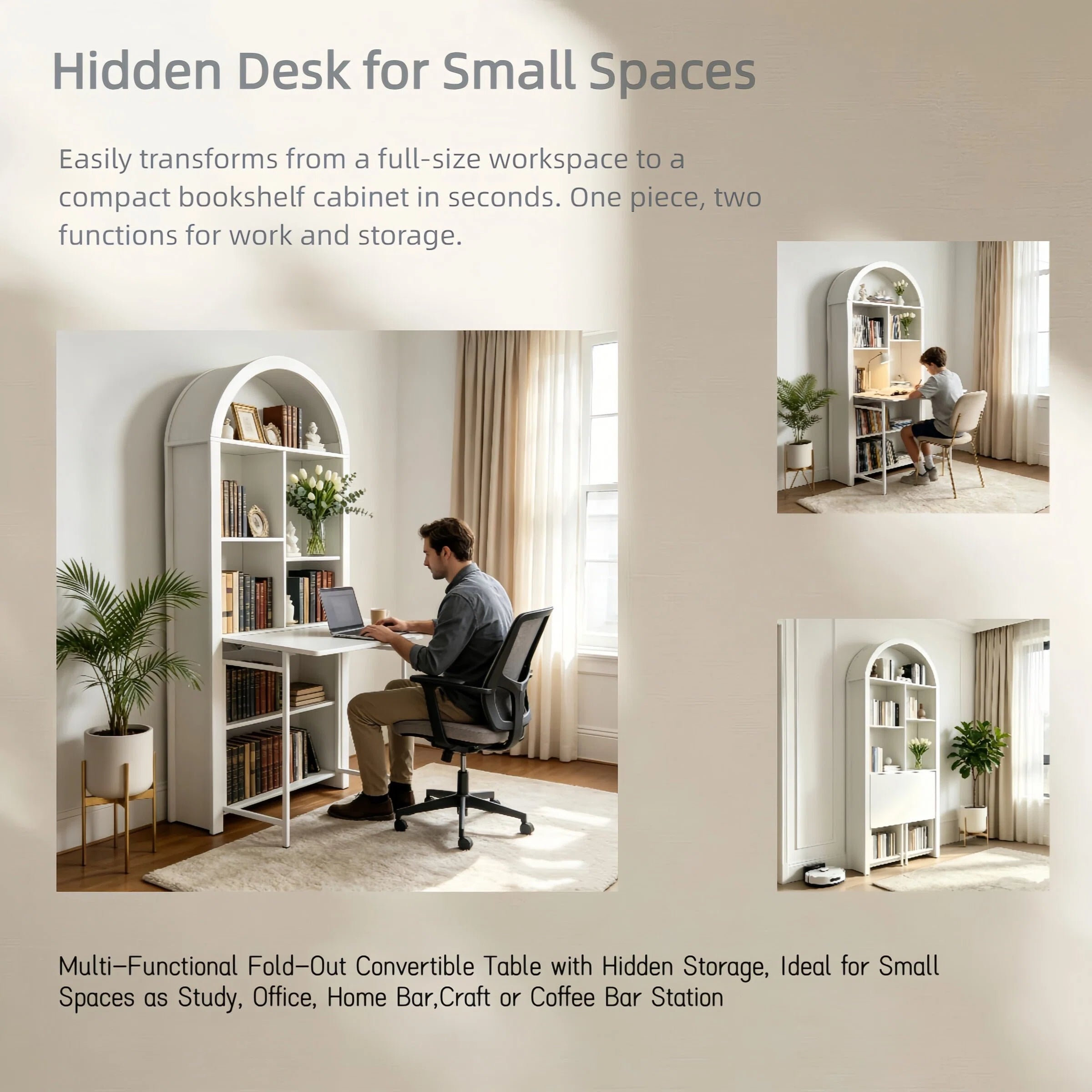 Folding Craft Desk with Storage Shelves
