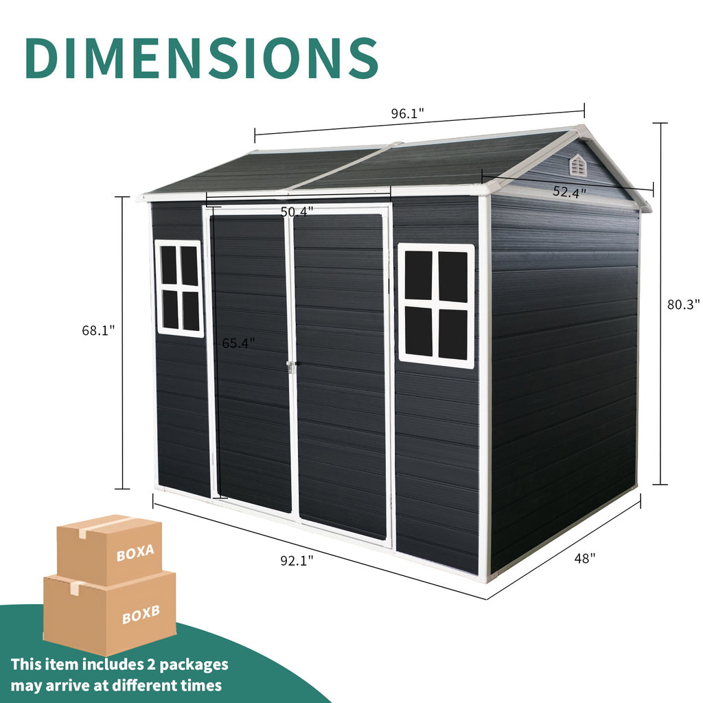 8x4ft Outdoor Resin Garden Shed
