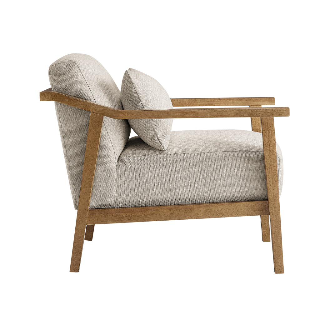 Reagan Wood Arm Accent Chair with Lumbar Pillow