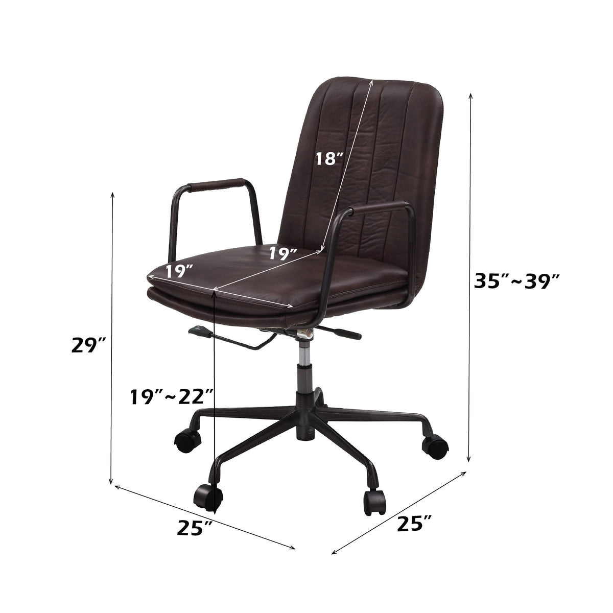 Eclarn Mars Top Leather Office Chair, Dark Brown