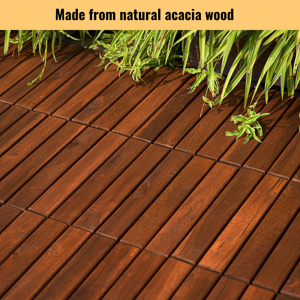 Acacia Wood Interlocking Deck Tiles