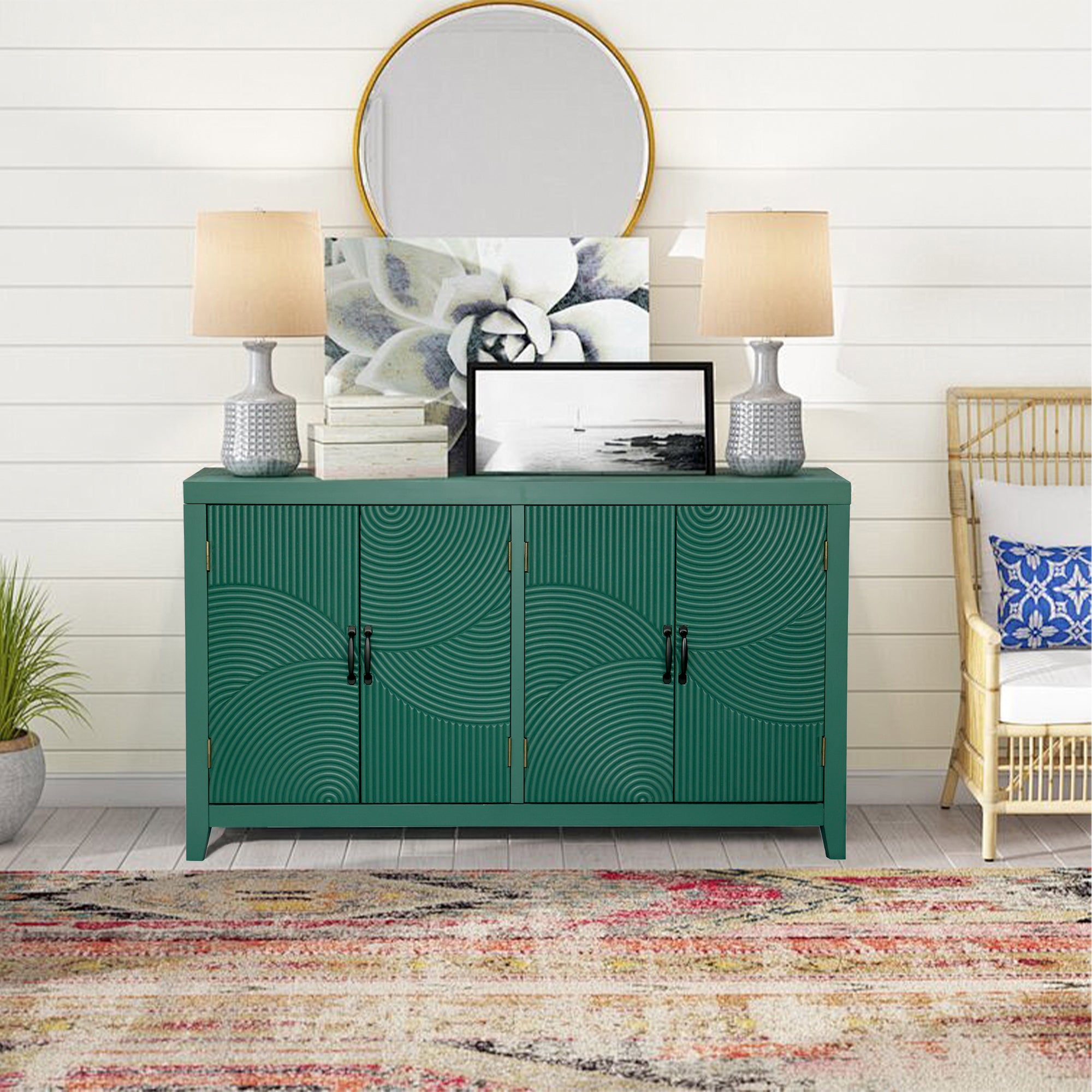 59" Green Accent Cabinet with 4 Doors