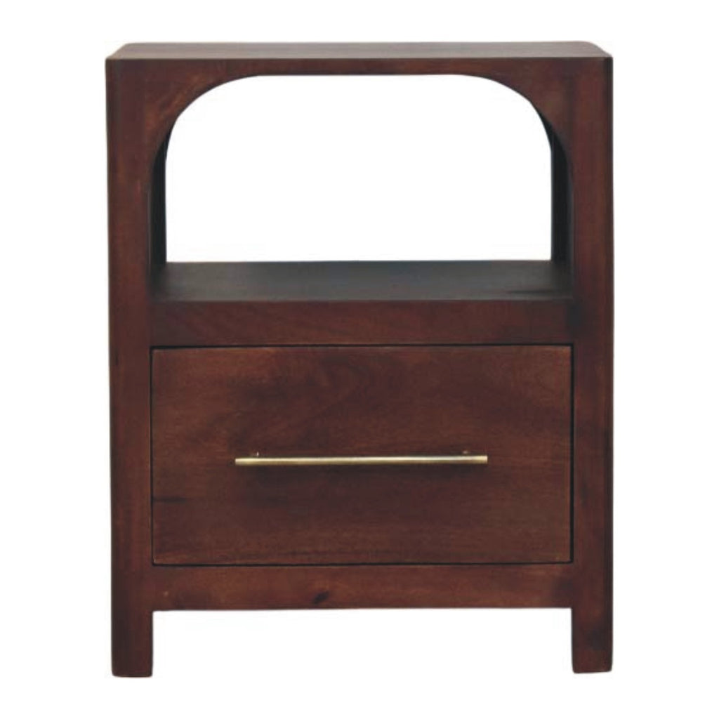 Solid Wood Arched Edge 1 Drawer Bedside Table
