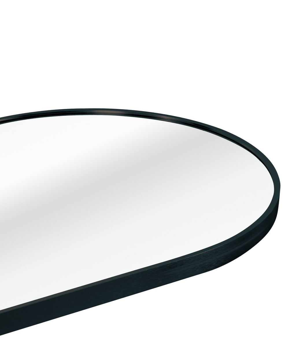 Black Pill Shaped Full Length Mirror, 63 x 20 Inches