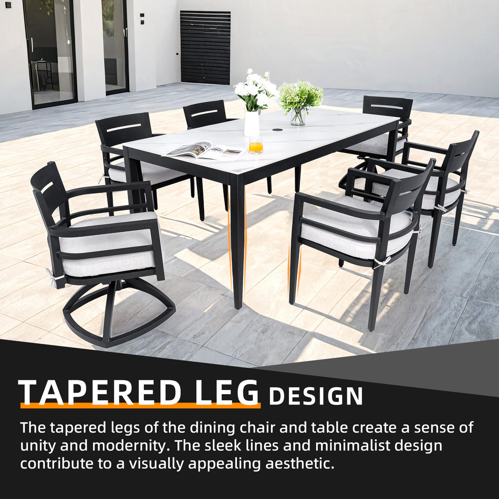 Modern 7PC Outdoor Patio Aluminum Dining Set
