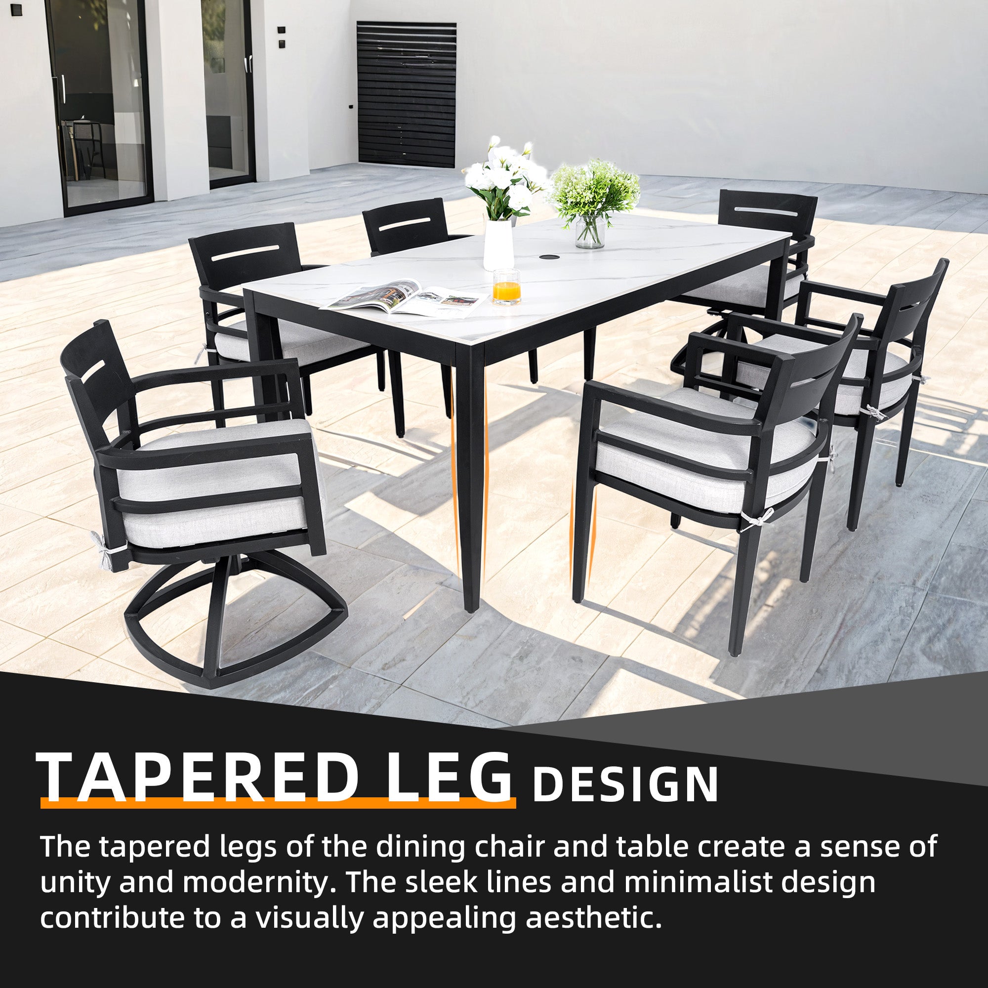 Modern 7PC Outdoor Patio Aluminum Dining Set
