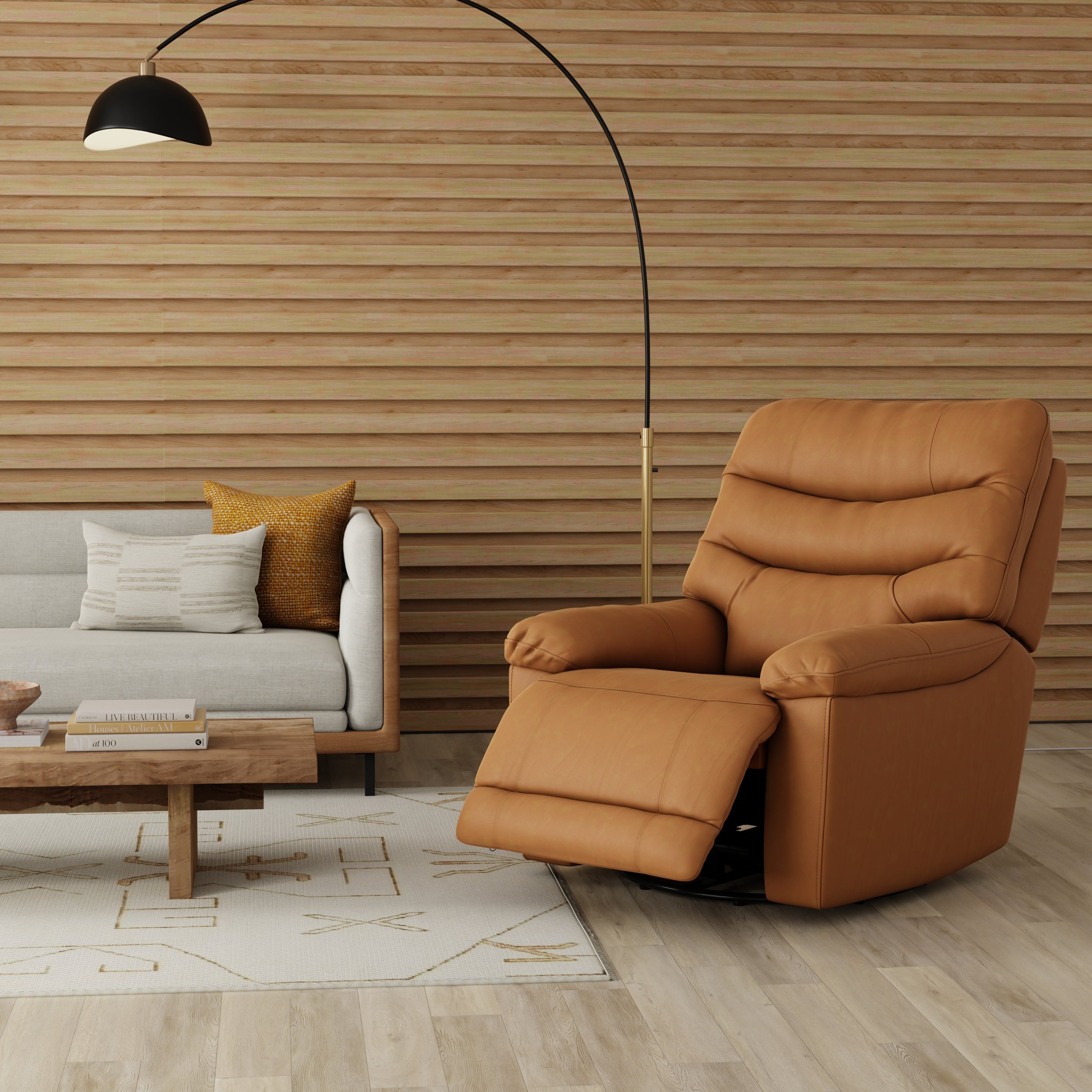 Global Home Swivel Glider Recliner with Manual Footrest In Oslo Antelope