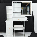 Small Size Left Bedside Cabinet Vanity Table + Cushioned Stool