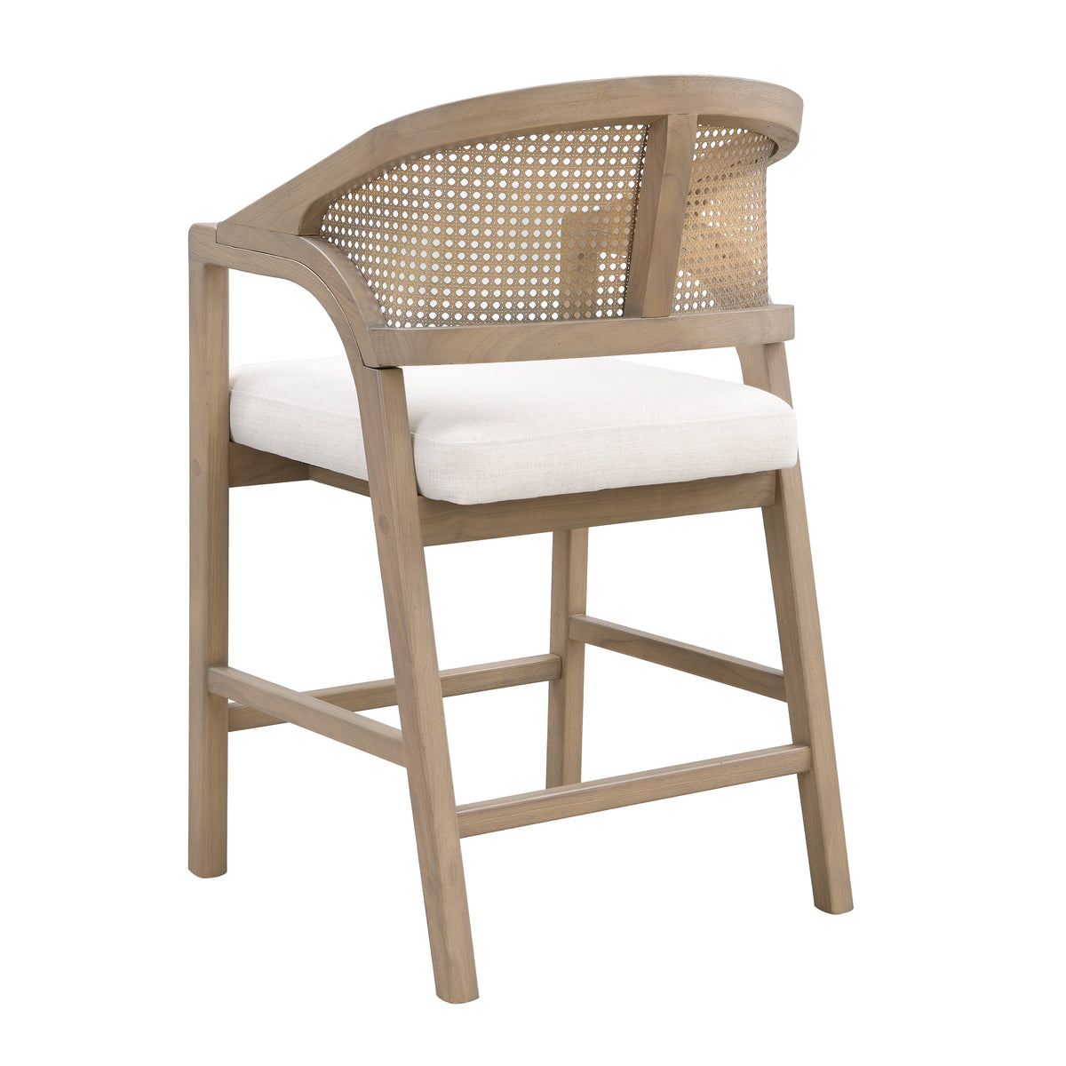 Wooden Frame Counter Stools with Rattan Back, Light Ash, Set of 2