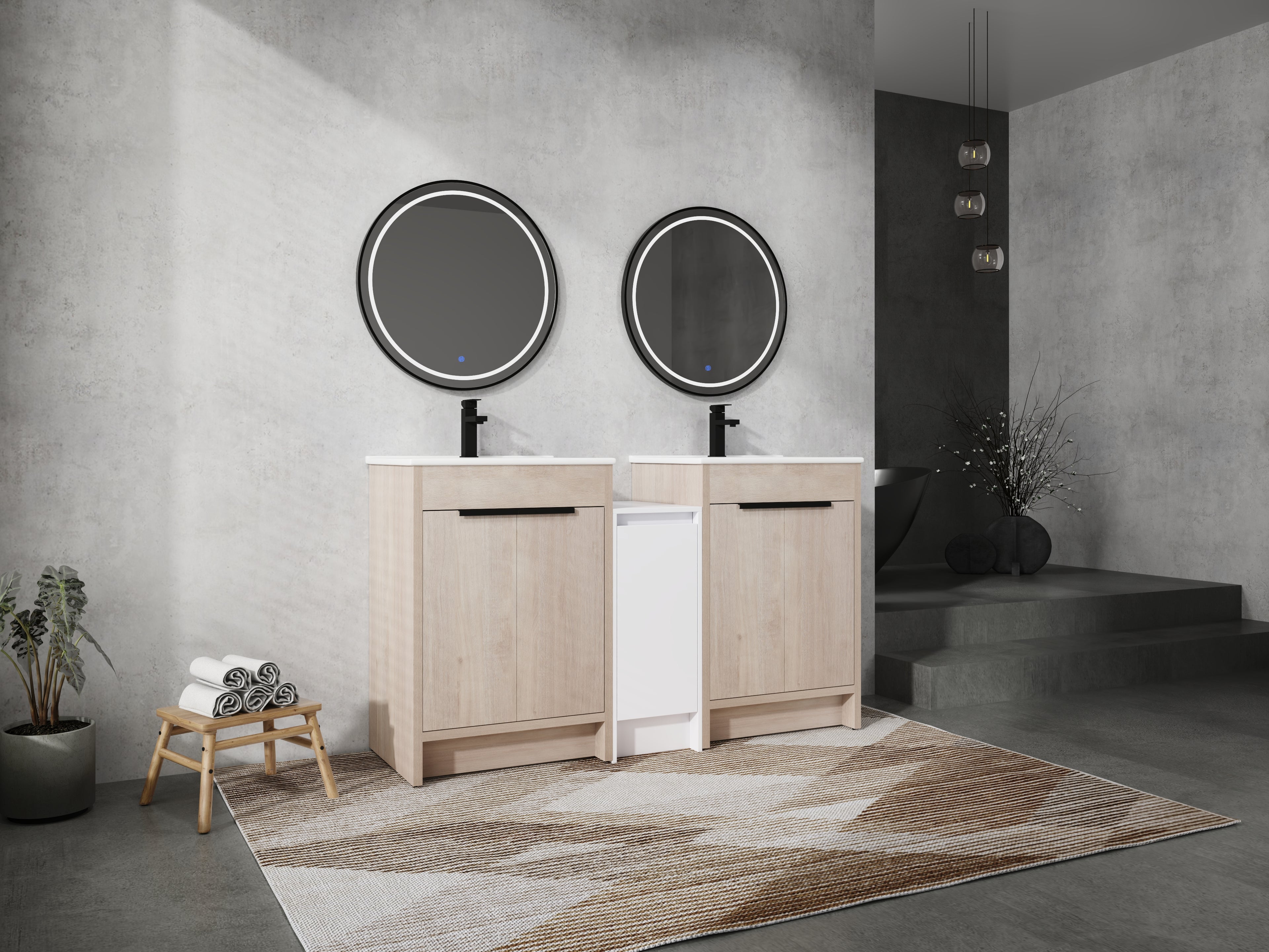 60 Inch Freestanding Bathroom Vanity with Ceramic Sink