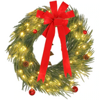 Christmas Wreath for Front Door with LED Lights