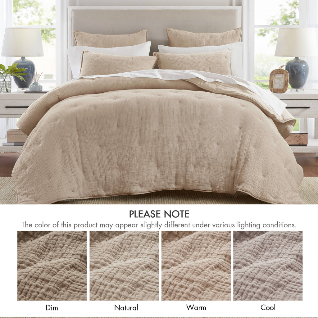 3-Piece Full/Queen Cotton Embroidered Quilt Set