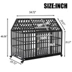 55" Heavy Duty Dog Crate for Large Dogs with Lockable Wheels