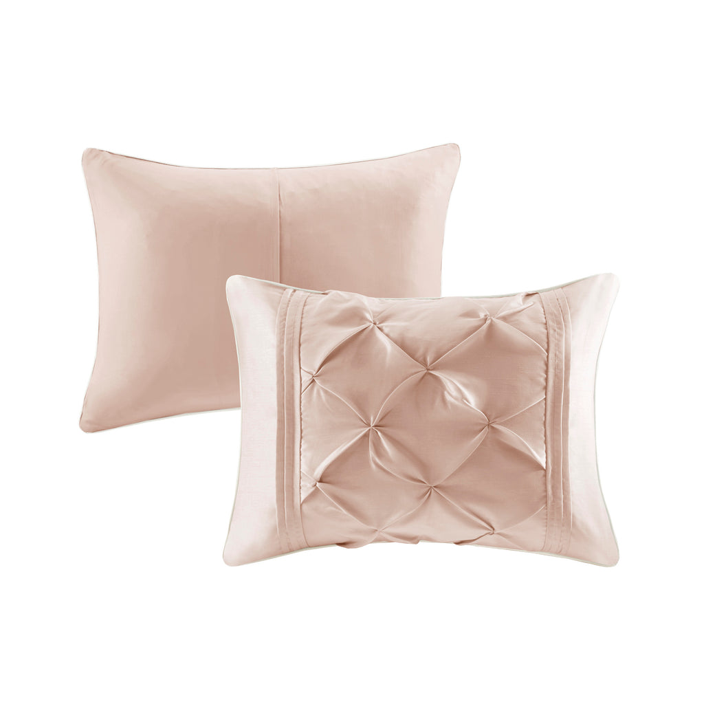 7-Piece Full 100% Polyester Pieced Pleated Tufted Comforter Set