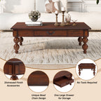 Rectangular Wooden Coffee Table with Storage Drawer