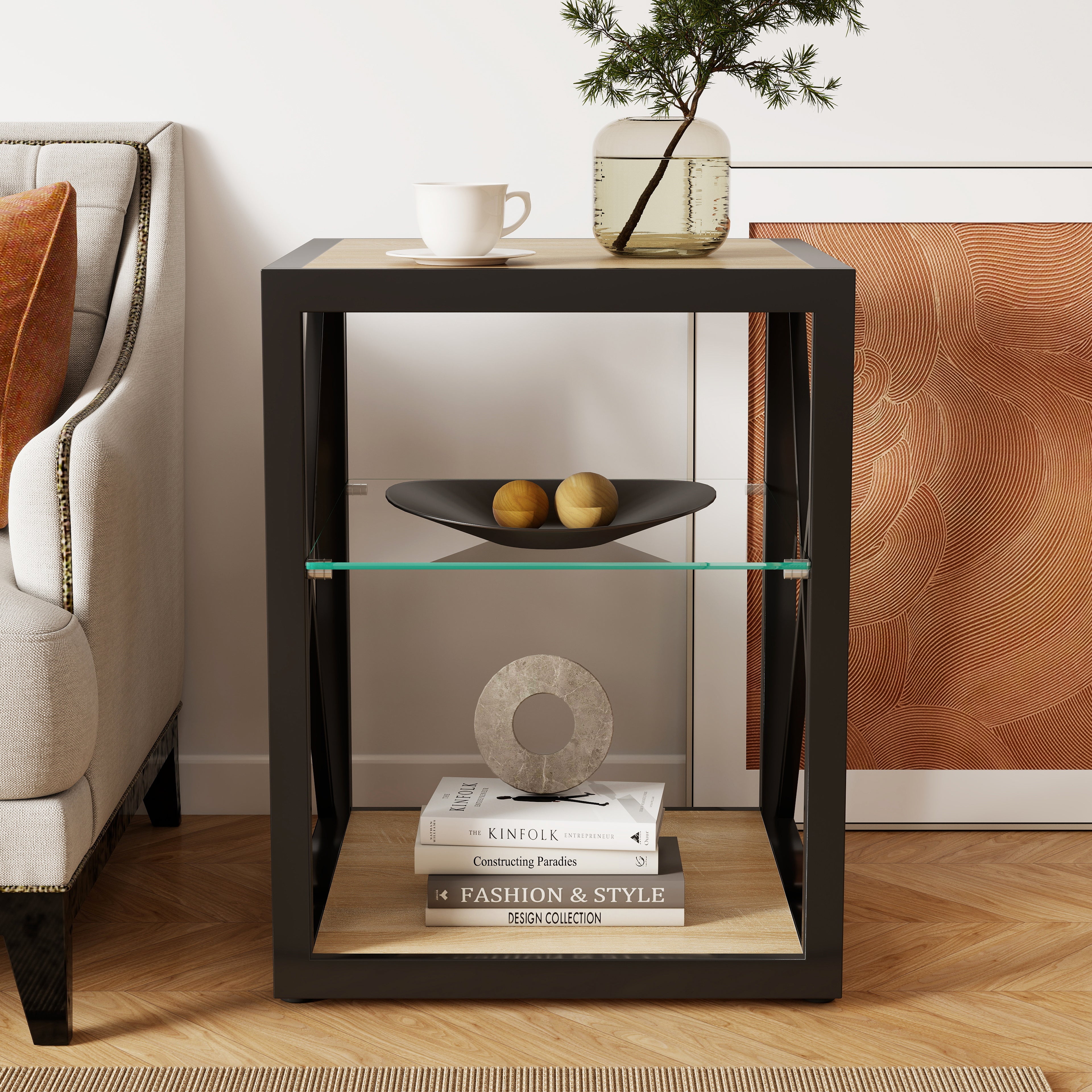 Modern End Table Nightstand for Bedroom & Living Room