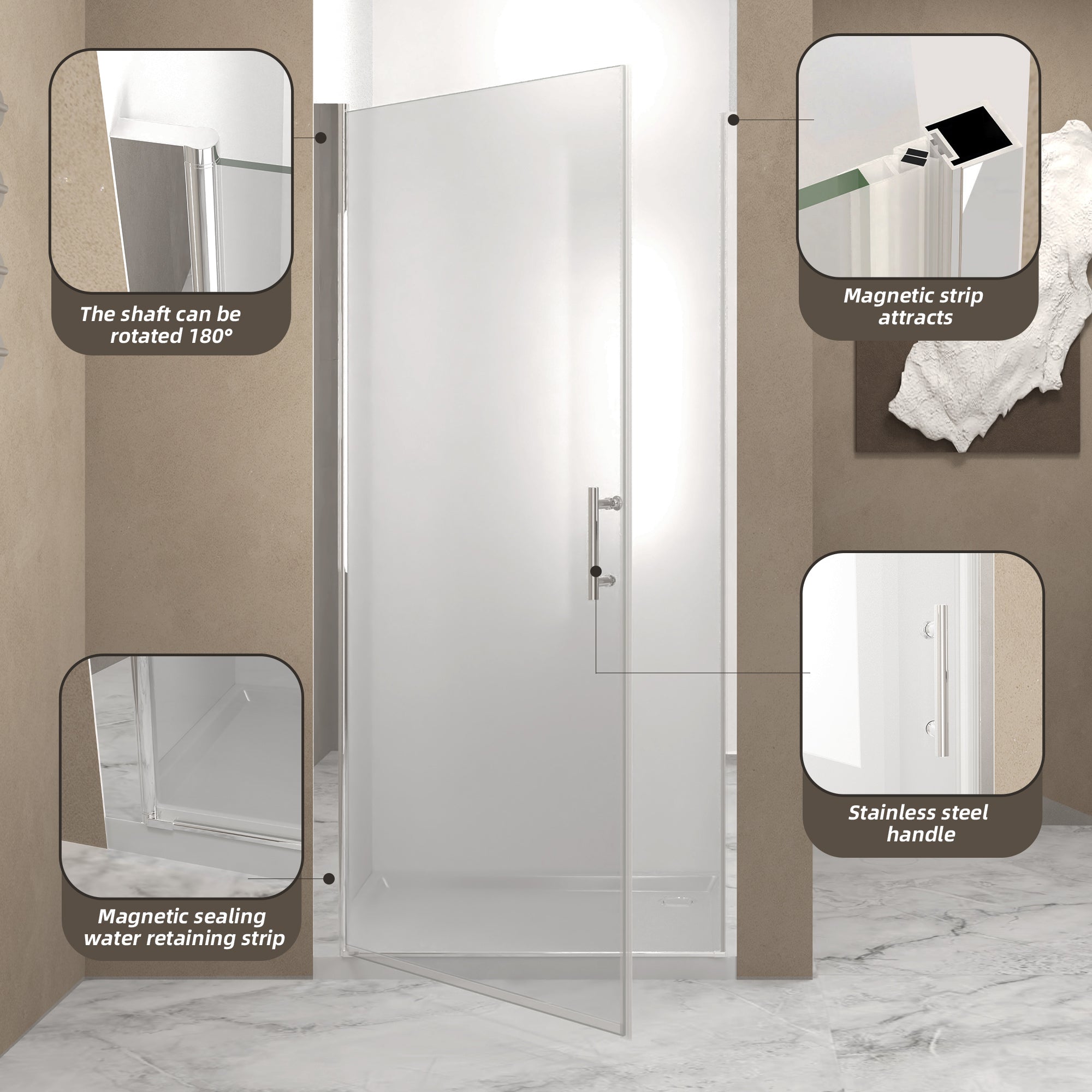 32"x 72" Pivot Shower Door