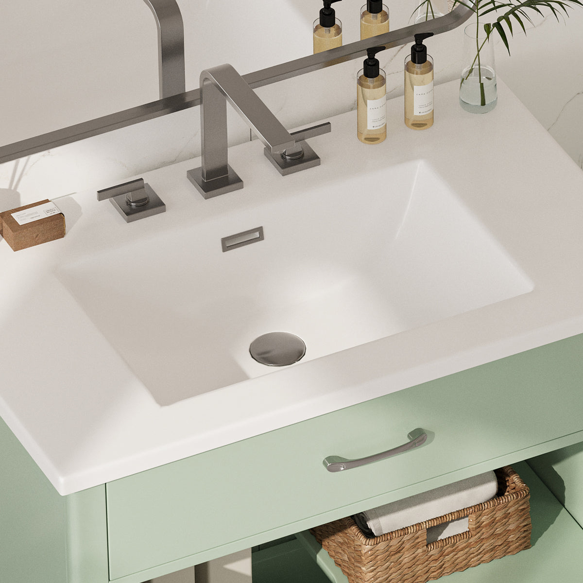 30 Inch Bathroom Vanity with Tempered Glass