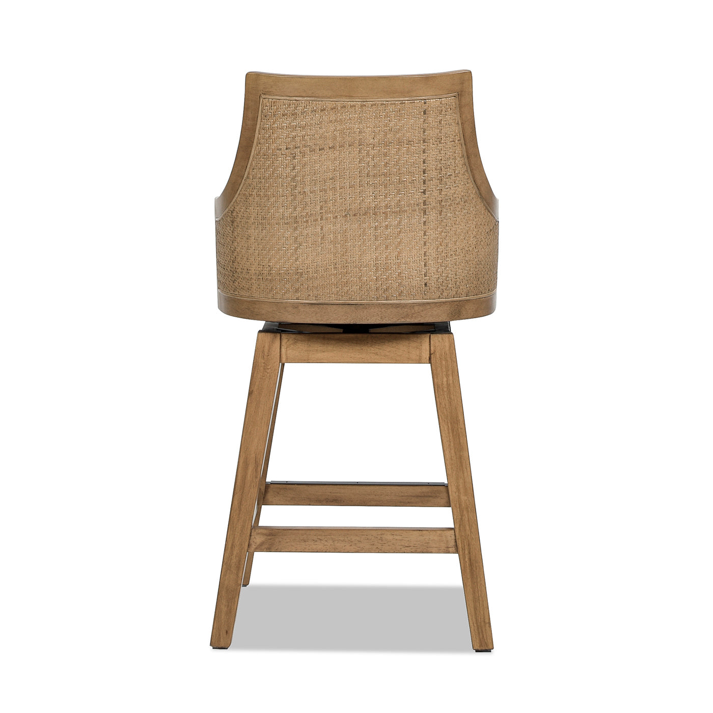 Bahama 26' Cane Rattan High-Back Swivel Counter Stool with Recessed Arms, Taupe Beige Textured Weave