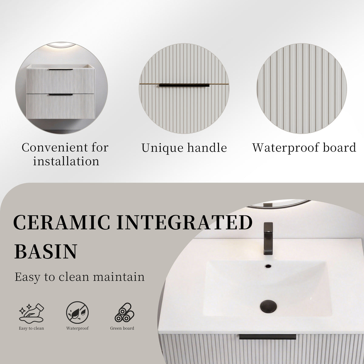 30 Inch Bathroom Vanity Cabinet With Ceramic Sink