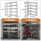 5 Tiers Metal Storage Shelves - Load 1500LBS