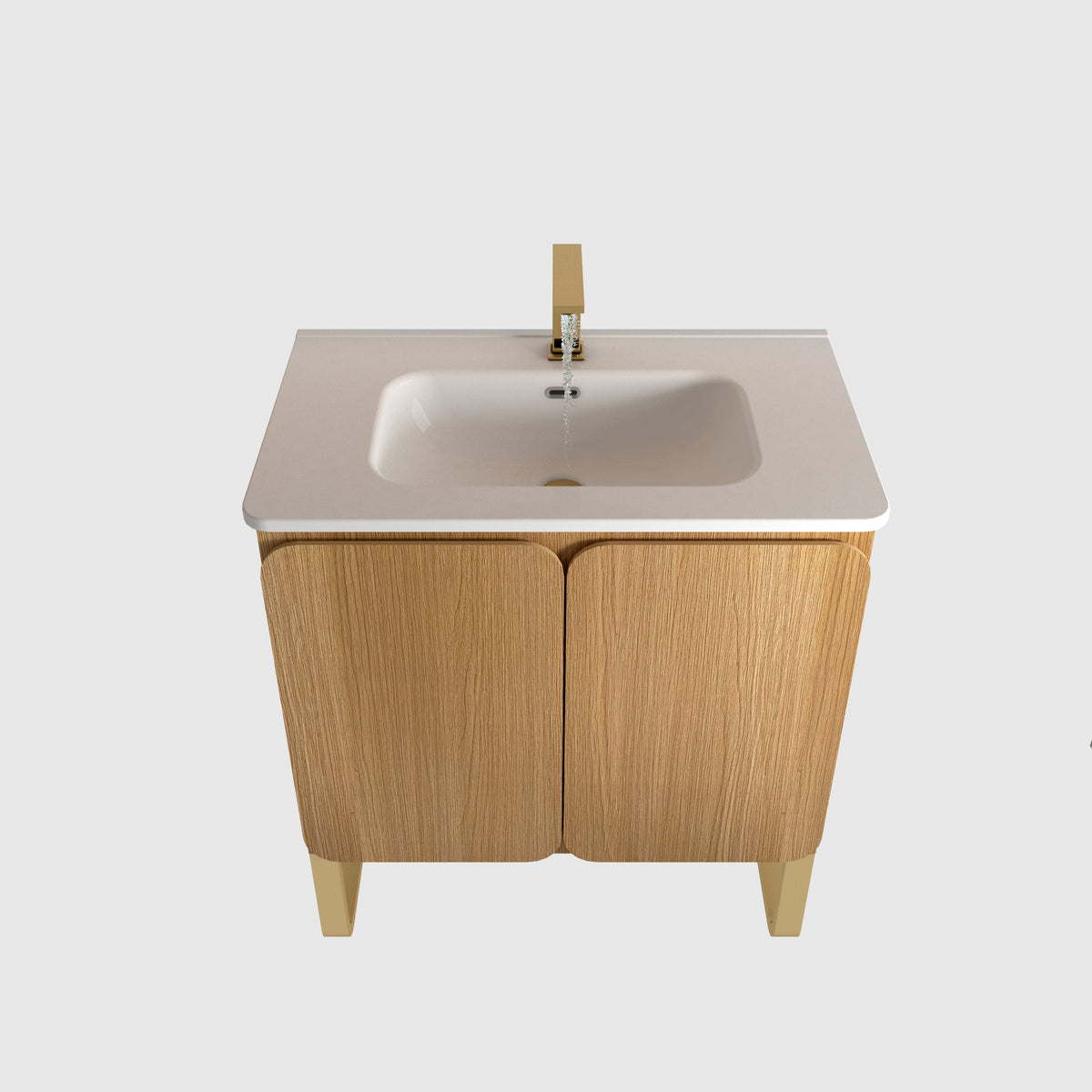 Dalia 30-Inch Light Oak Bathroom Vanity with Ceramic Sink, 2-Door Storage