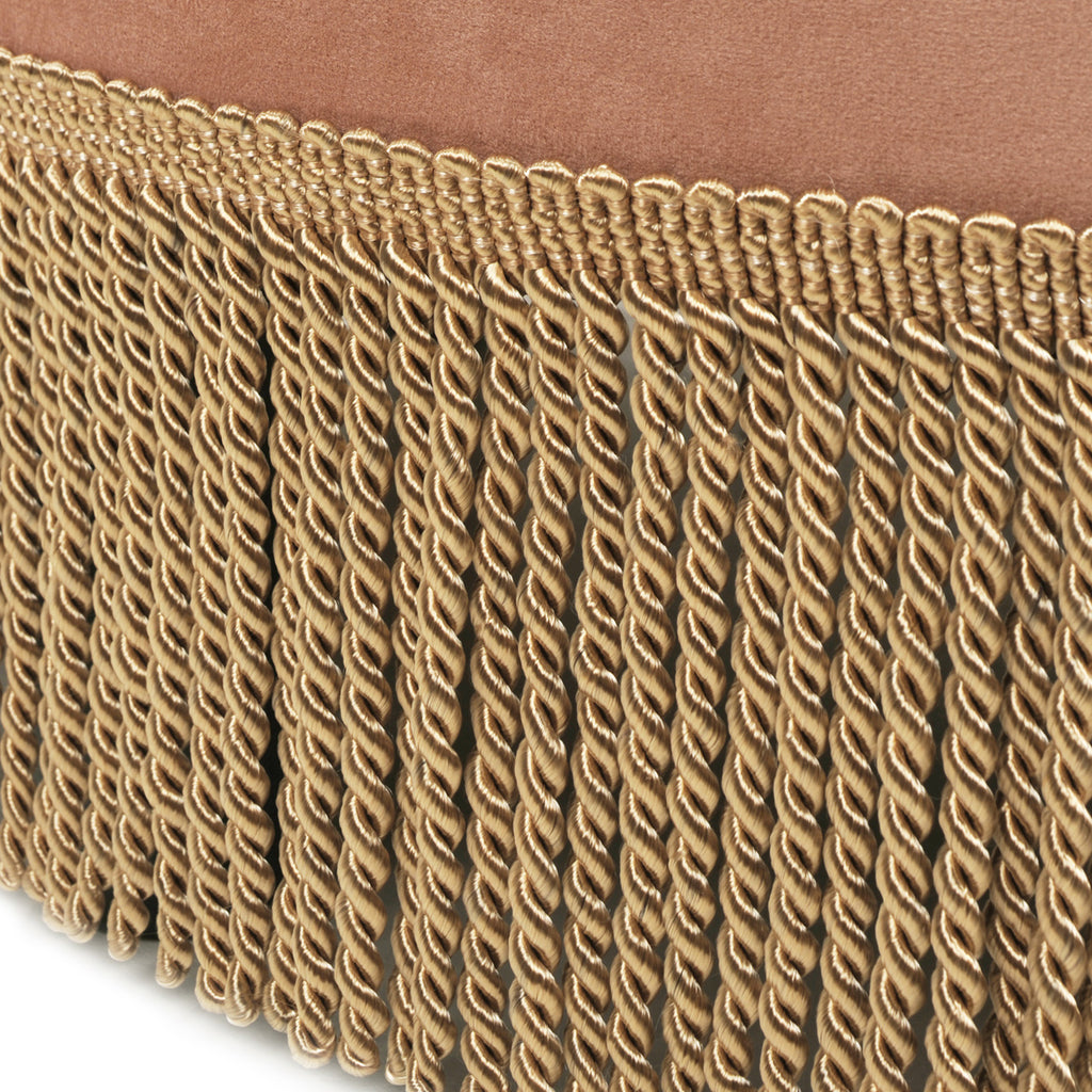 Yolanda 24" Round Upholstered Accent Ottoman, Peach