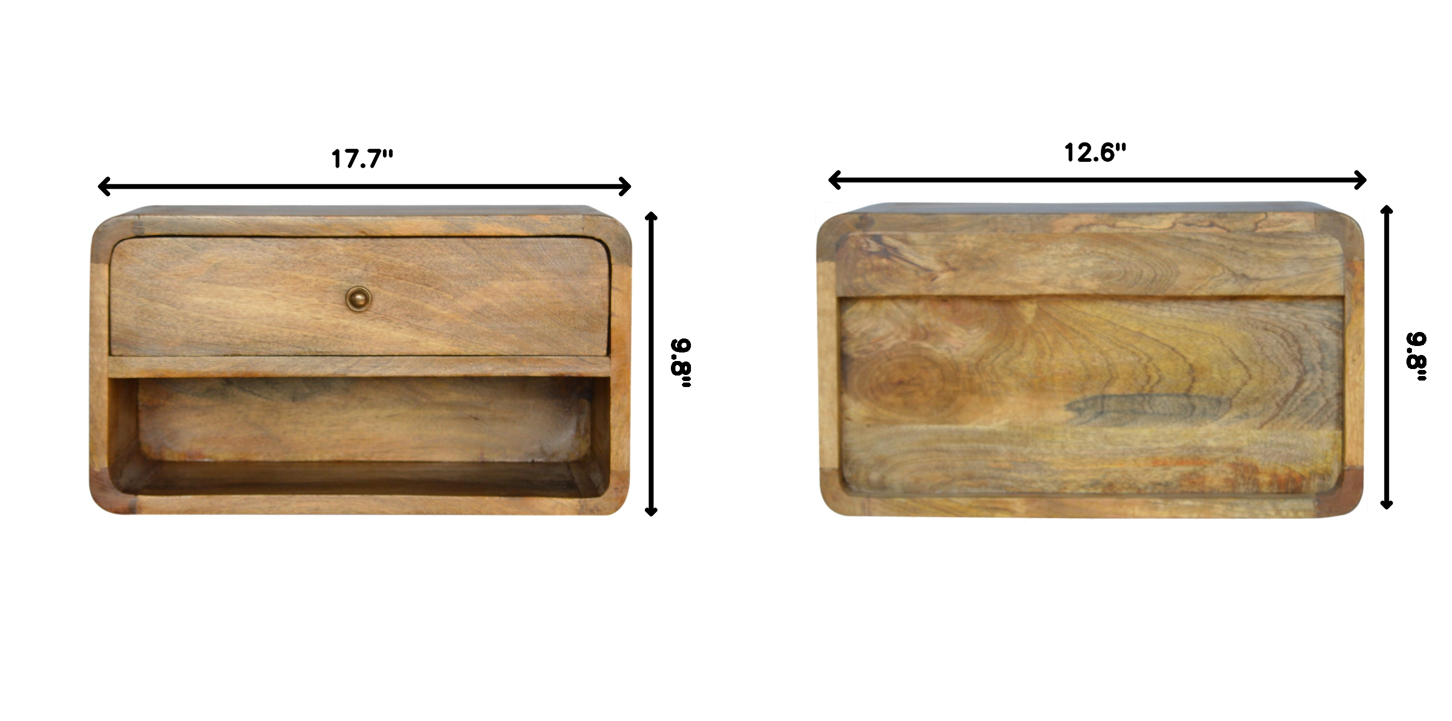 Solid Wood Floating Curve Open Slot, 1-Drawer Nightstand