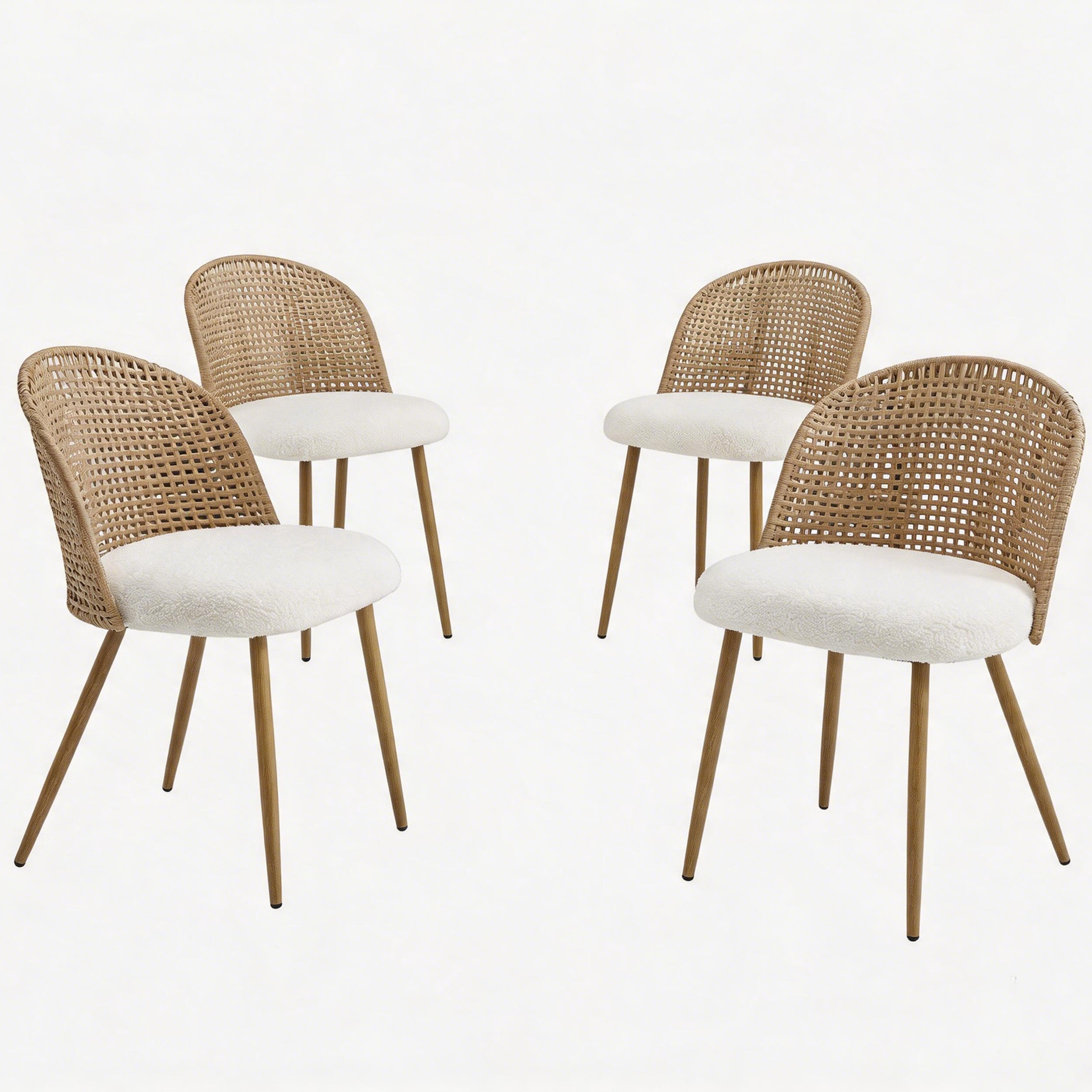 Round Wooden Dining Table + 4 Chairs