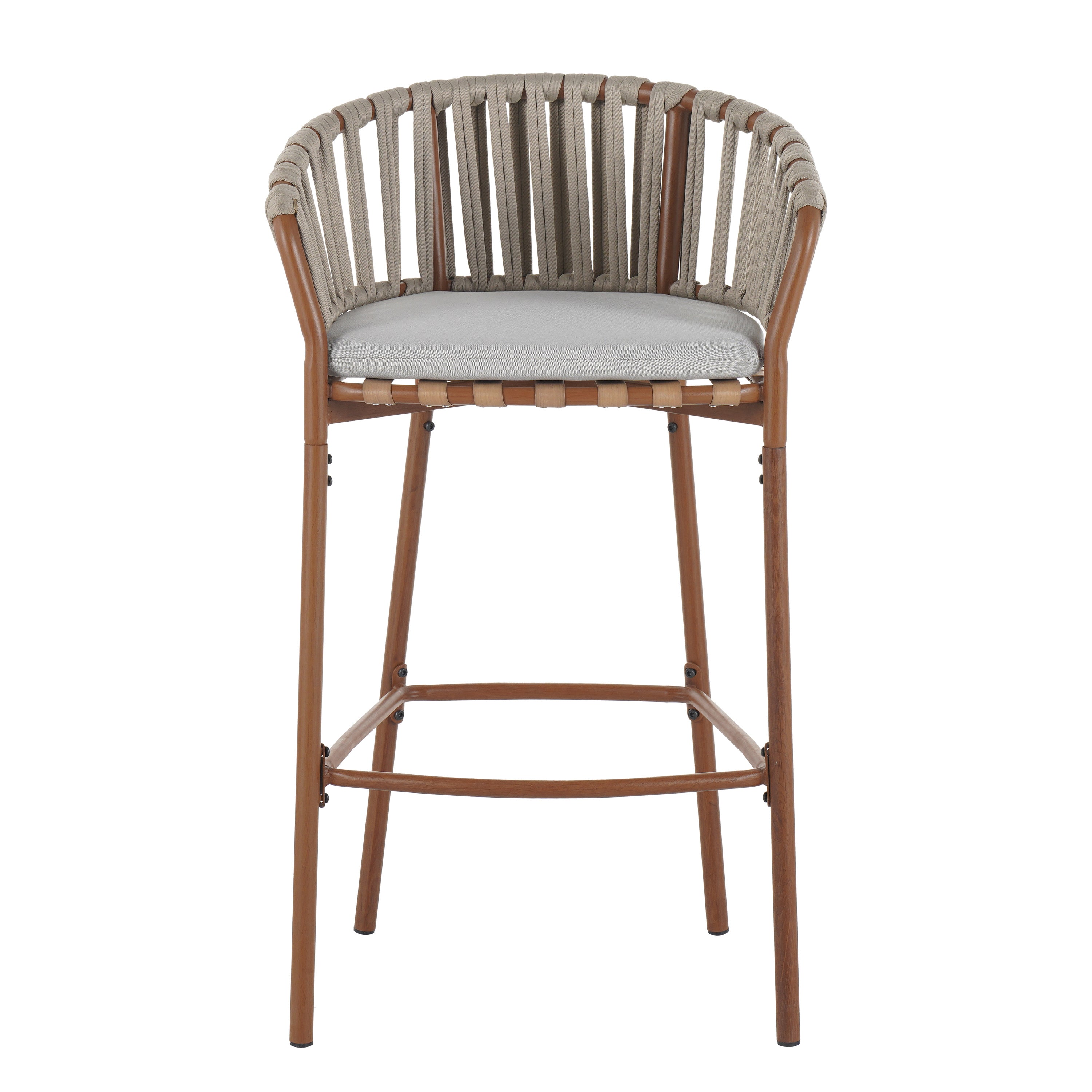 Lodi Outdoor Metal Rope Barstool Set of 2
