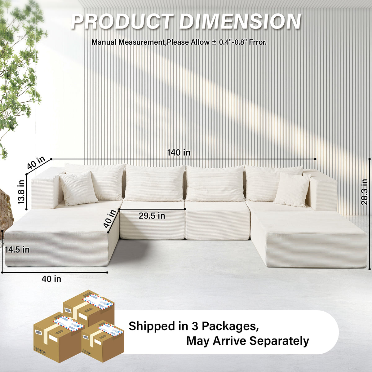 140" Modular Sectional Sofa Bed