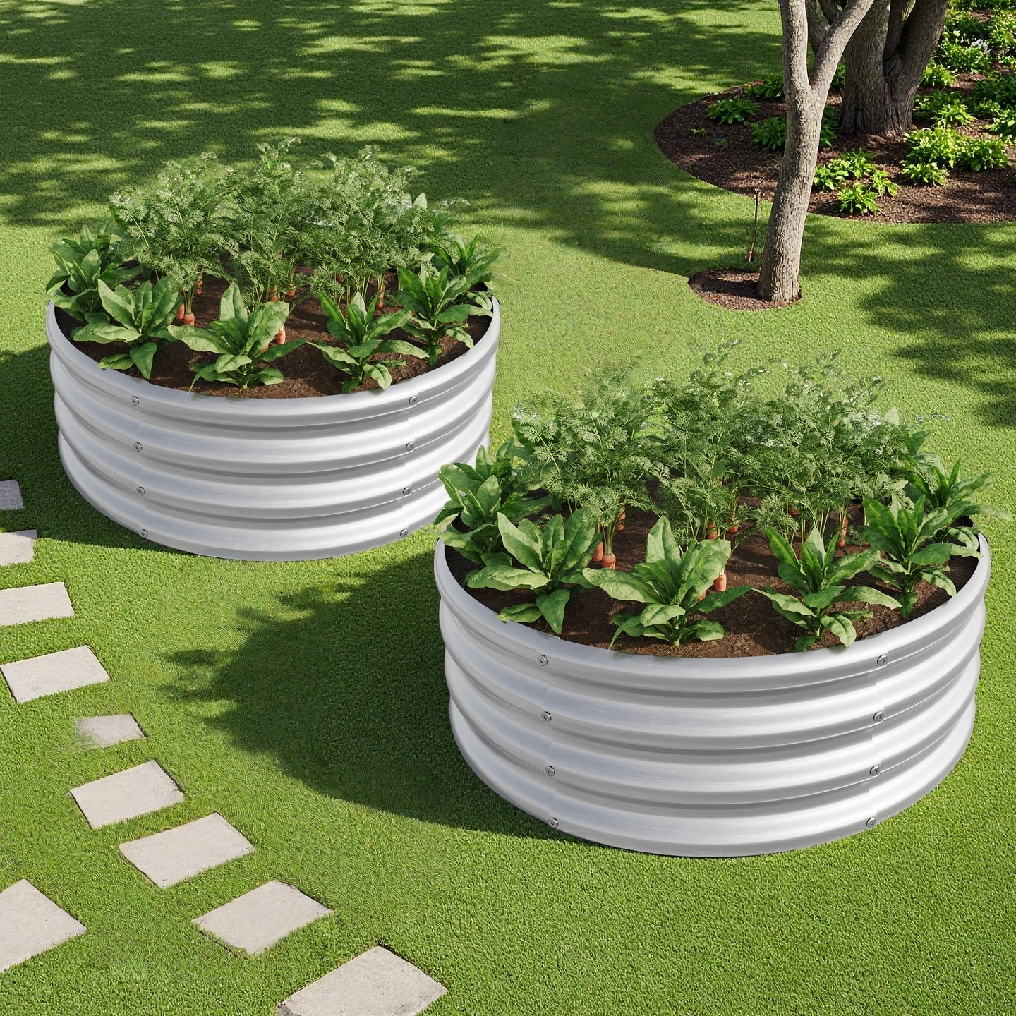 2-Piece 32.08" Tall Round Metal Raised Garden Bed
