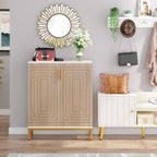 31.5" White & Natural Wood Shoe Cabinet