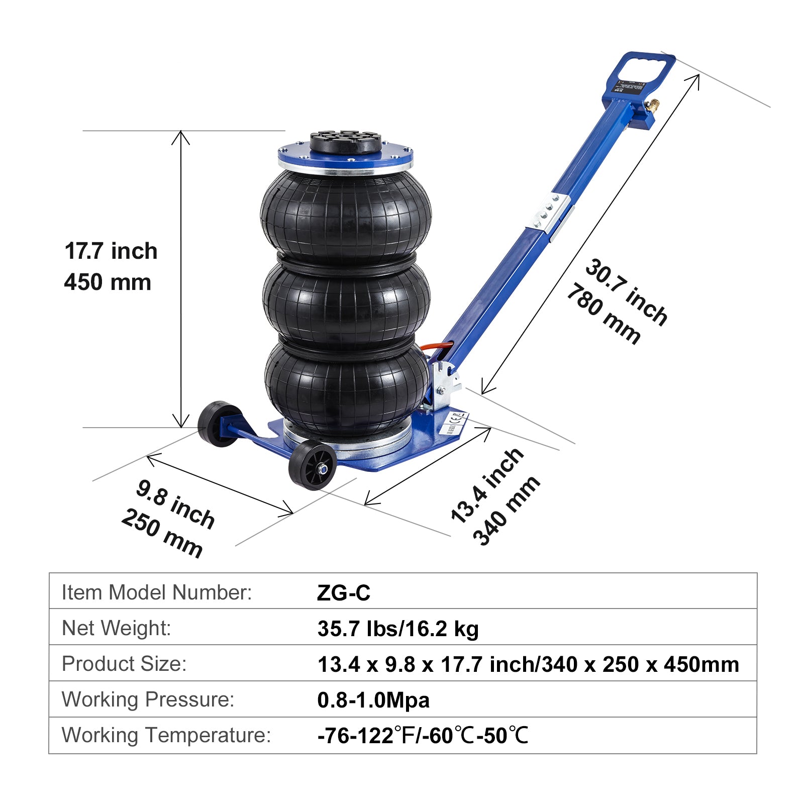 VEVOR Air Jack - 3 Ton/6600 lbs Triple Bag Air Jack