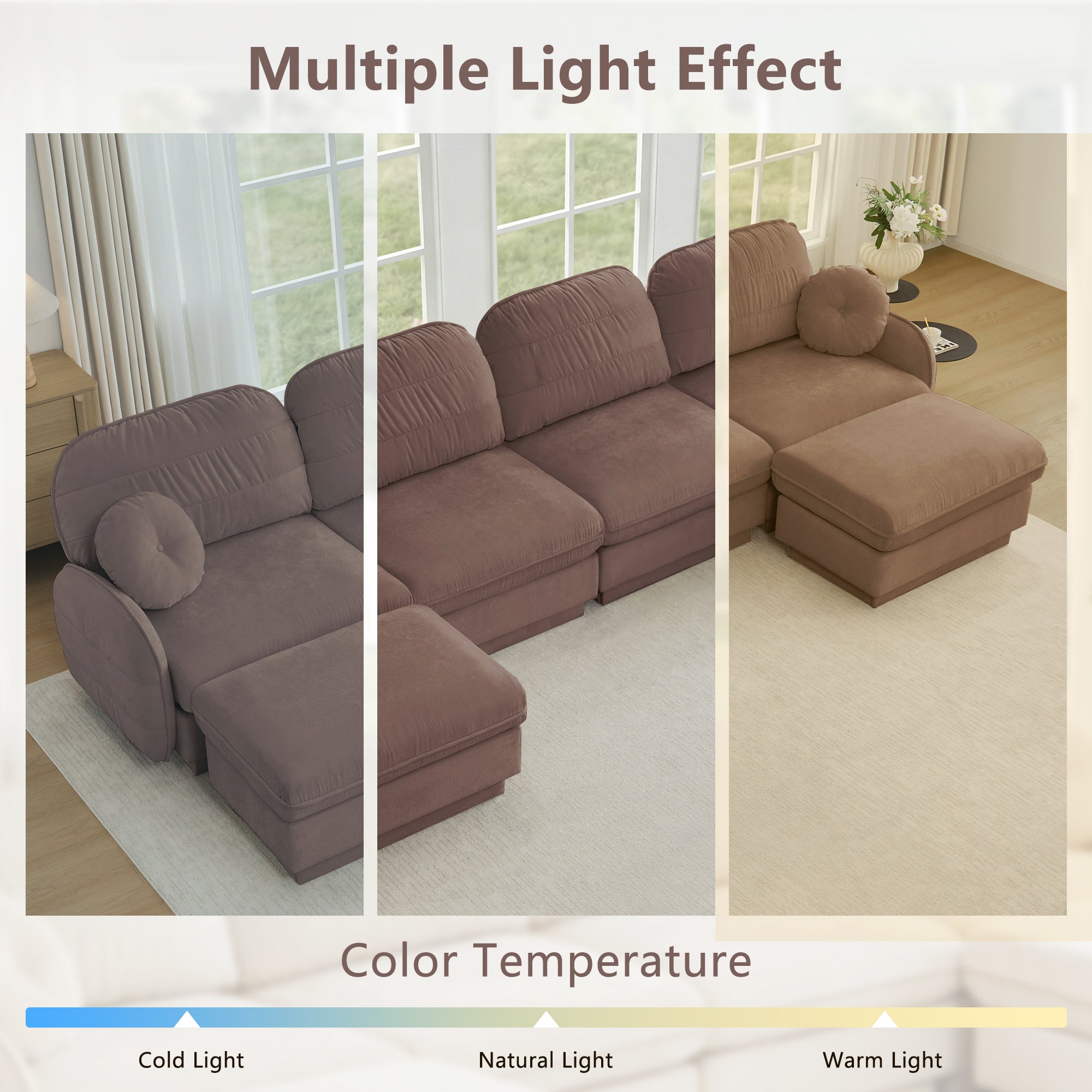 137" Oversize Chenille U-Shaped Sofa