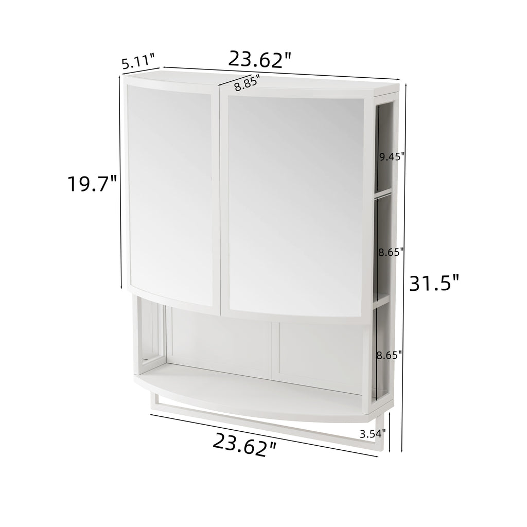 23.62" Modern Arched Glass Double-Door Wardrobe