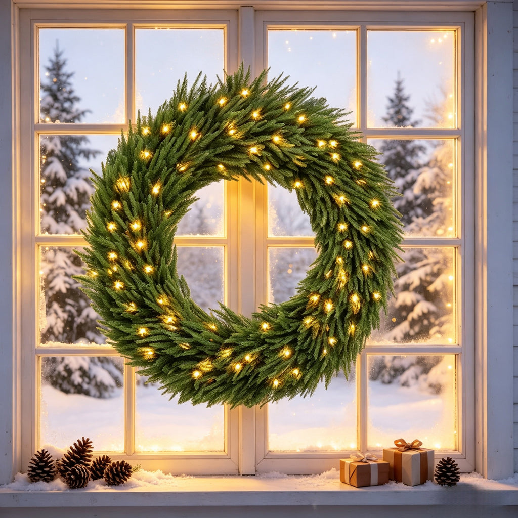 36-Inch Pre-Lit Green Christmas Wreath