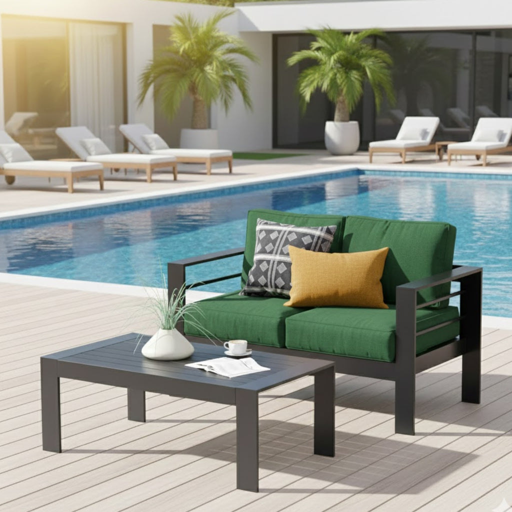 Modern 43" All-Weather Aluminum Patio Coffee Table