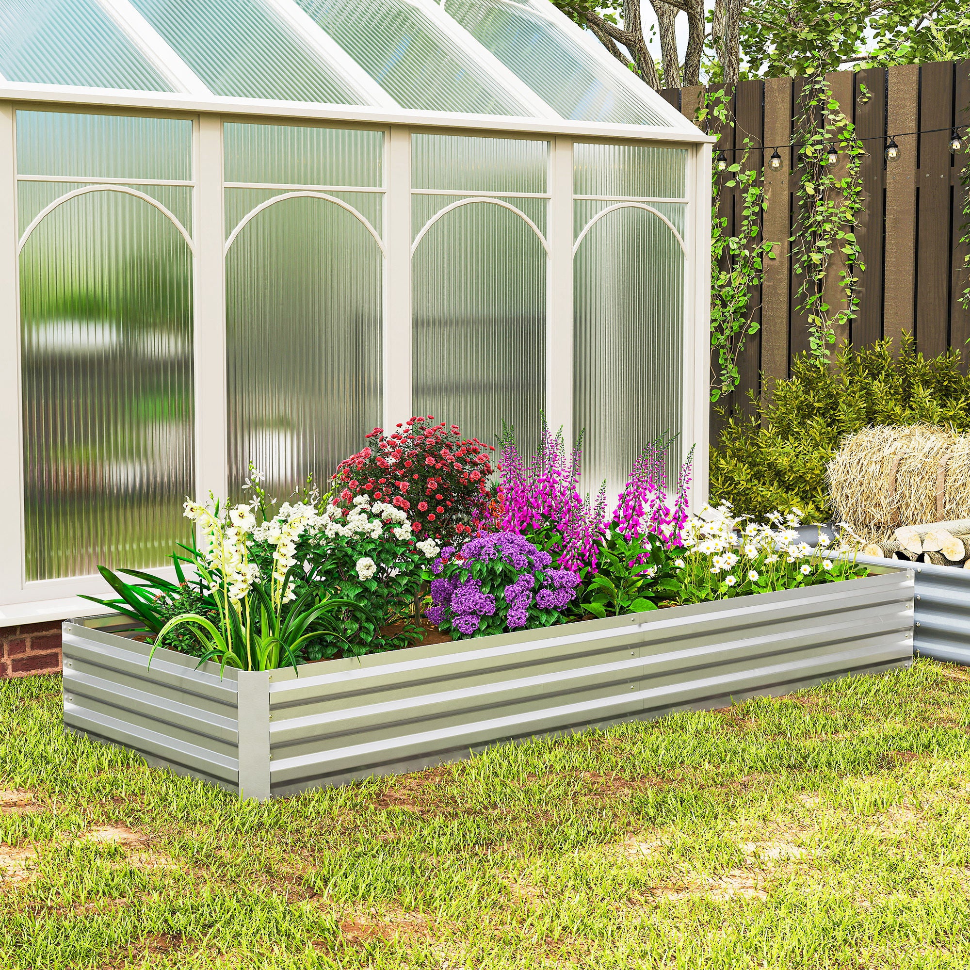 Outsunny 95" Galvanized Raised Garden Bed
