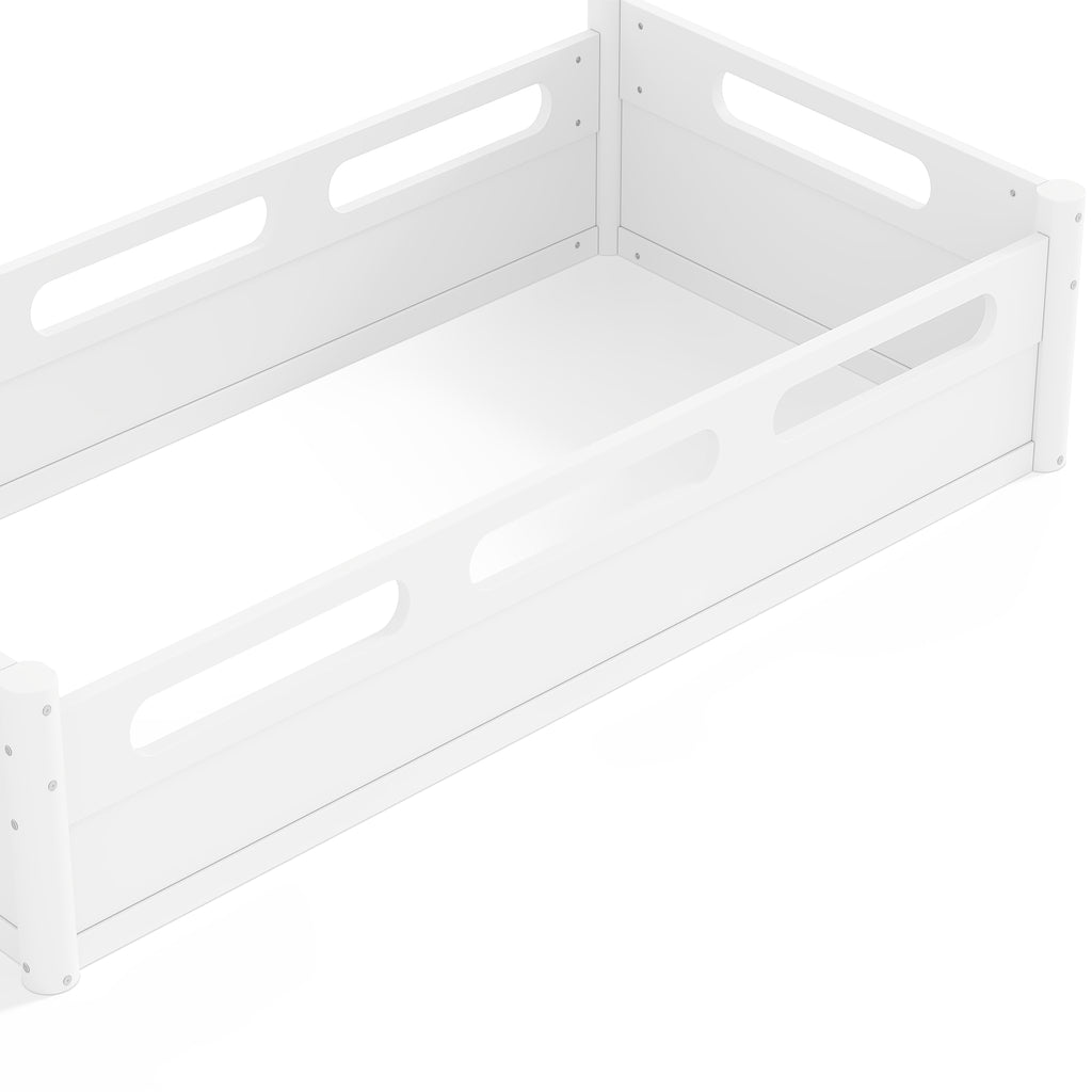 Twin Size Floor Platform Bed with Full-length Guardrails