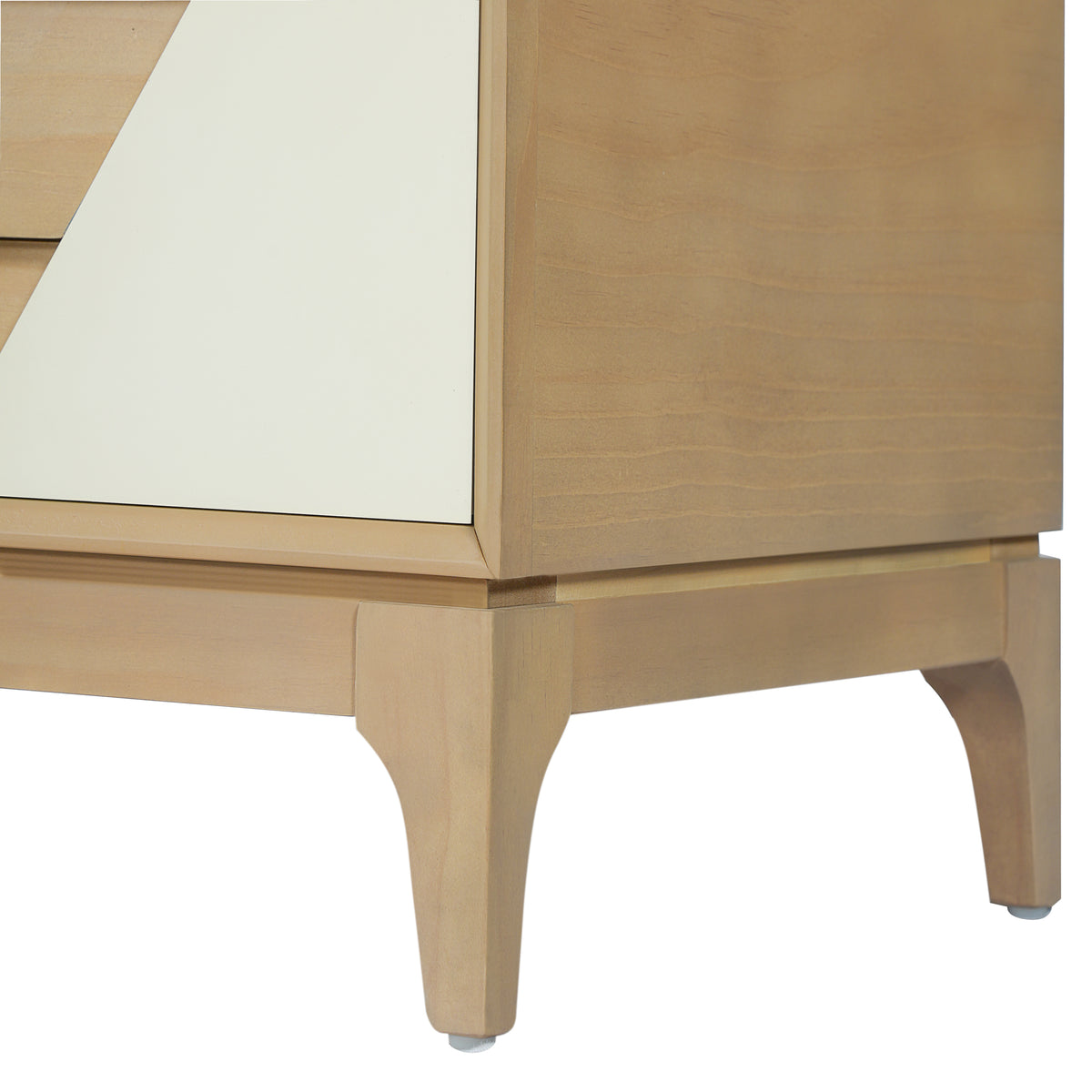 Modern 2-Drawer Nightstand, Japandi Style with Geometric Patchwork, Natural