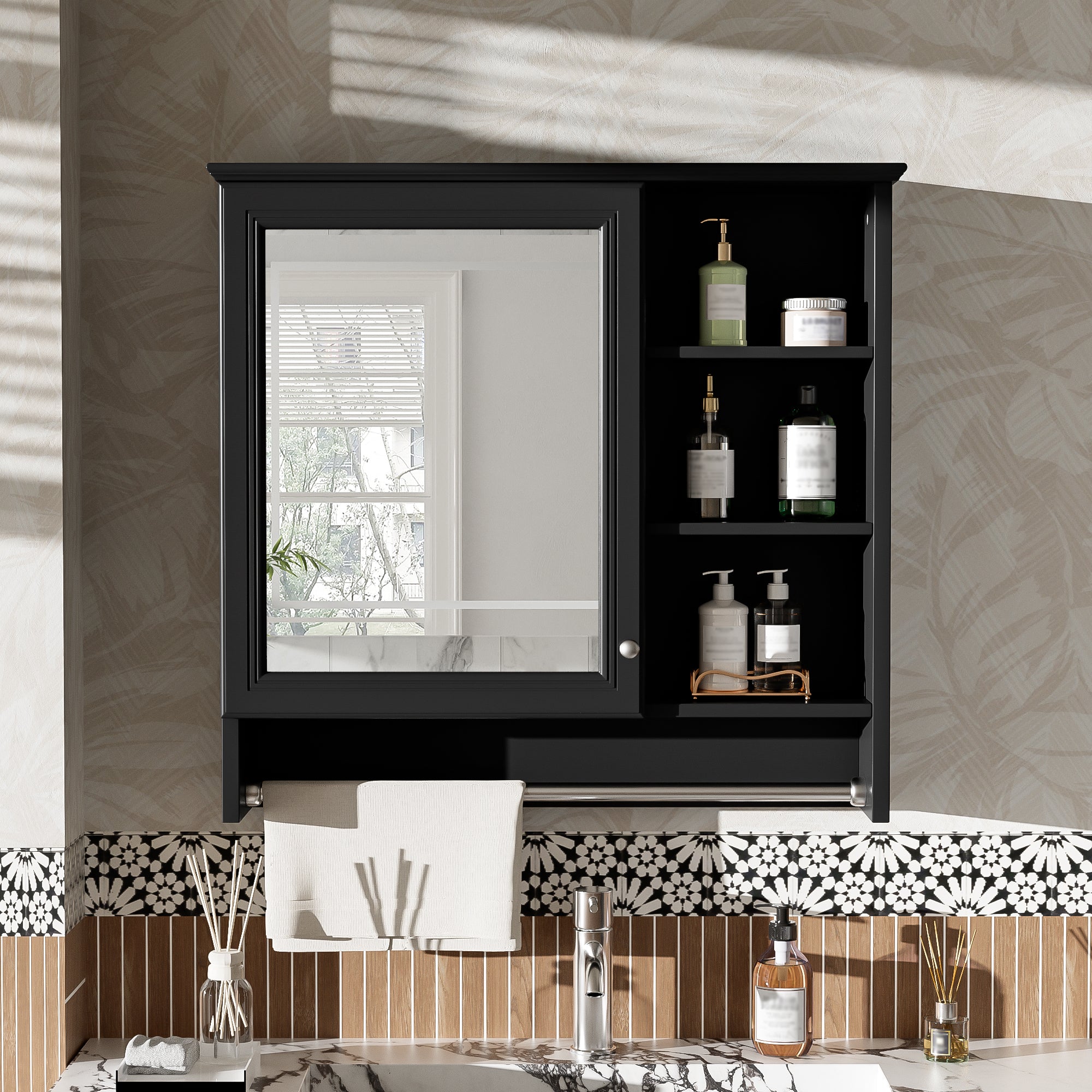 30 Inch Wall-Mount 2-in-1 Mirror Cabinet