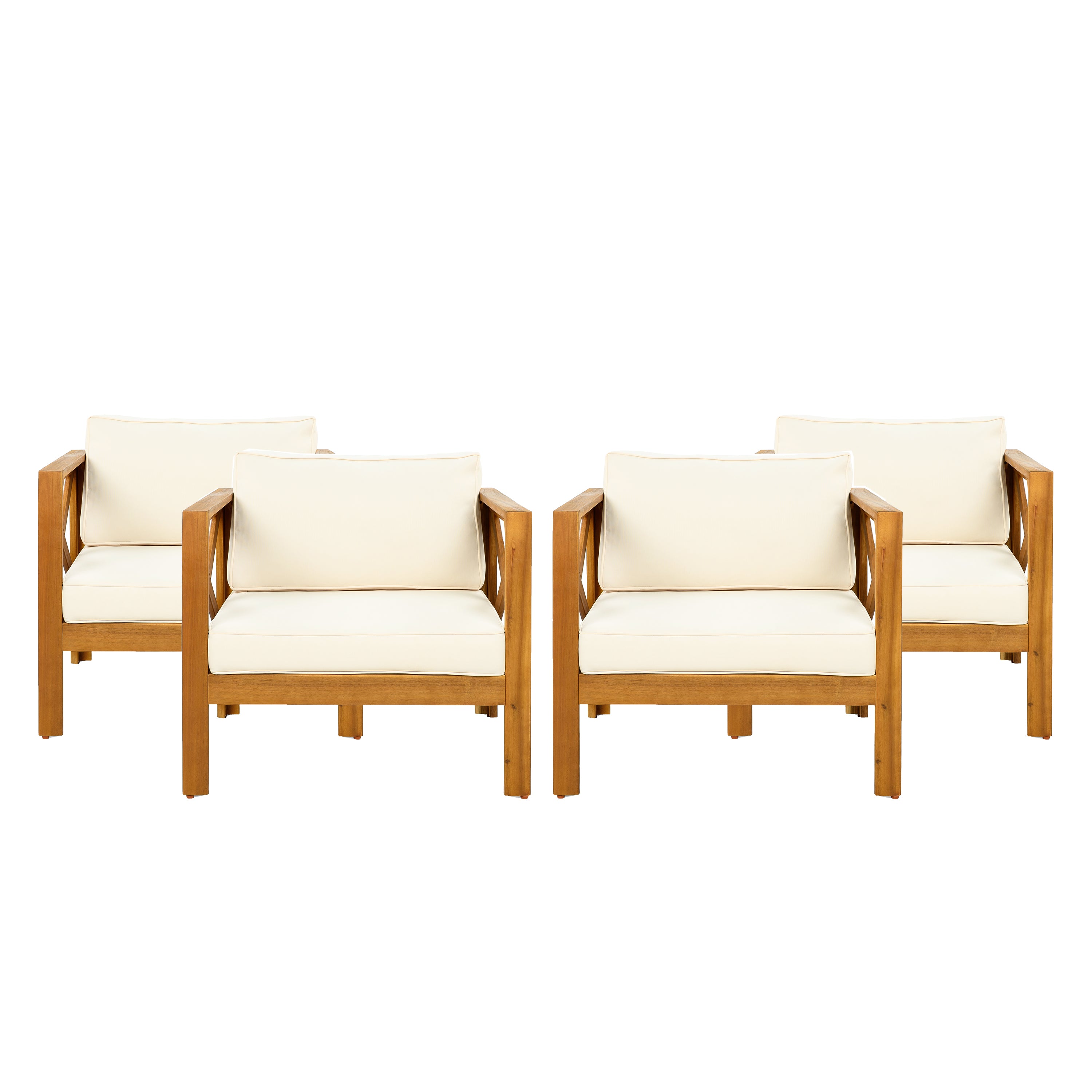 Patio Conversation Set, Outdoor Wood Leisure Seat (Set of 2)