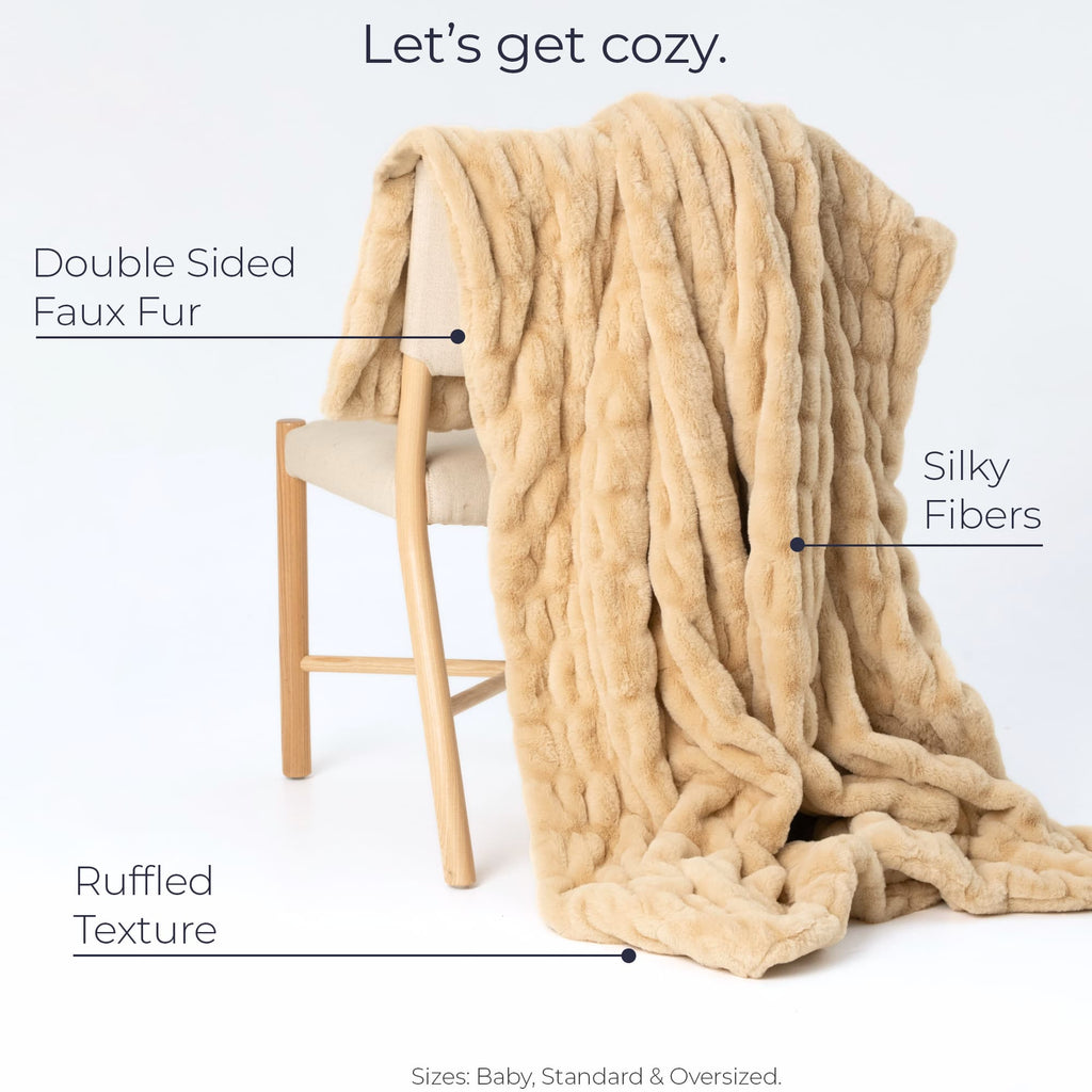 Rippled Faux Fur Throw Blanket