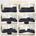 106.3-Inch V-Shaped Modular Sofa Set in Chenille Fabric
