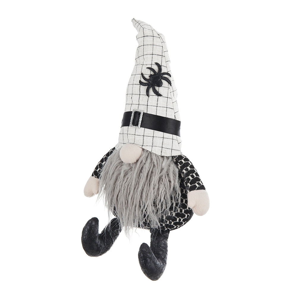 23.5" Halloween Gnome – Fabric Sitting Decor with White Hat & Spider Accent